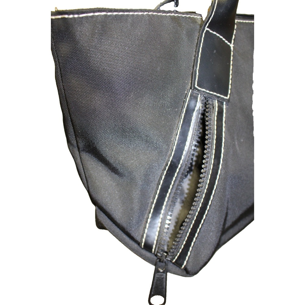 Vintage Tommy Hilfiger Women Canvas Bag Tote Black Medium 16x8x4" Zipper - Picture 3 of 9